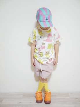 「Mini Rodini（ミニロディーニ）のアイテム（トップス）」を使った、sachiさん（キッズ・120cm）の冬コーディネート