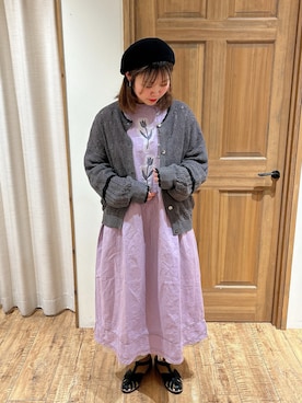 「TSUHARU by Samansa Mos2（ツハルバイサマンサモスモス）のアイテム（カーディガン/ボレロ）」を使った、_nuinui_さん（レディース・159cm）の冬コーディネート