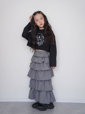 「アイテム（スカート）」を使った、sioさん（キッズ・125cm）の秋コーディネート