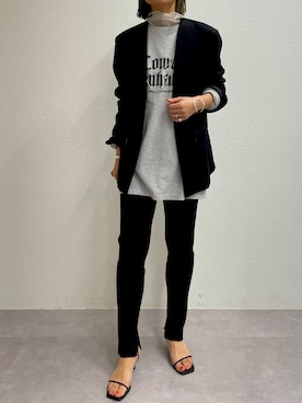 「160cm」｜「アイテム（ノーカラージャケット）」を使った、yukaさん（レディース・160cm）の冬コーディネート