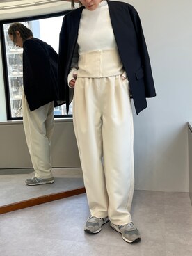 「160cm」｜「アイテム（ノーカラージャケット）」を使った、yukaさん（レディース・160cm）の冬コーディネート