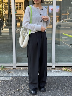 「160cm」｜「アイテム（スラックス）」を使った、yukaさん（レディース・160cm）の冬コーディネート