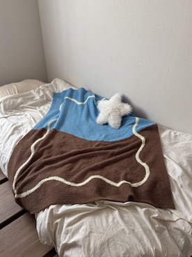「SAHIR（サヒール）の【SAHIR サヒール】Mochimochi blanket　M　ブランケット（ブランケット、ブラウン系）」を使った、akaneさん（レディース・164cm）の春コーディネート