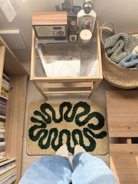 「SAHIR（サヒール）の【SAHIR サヒール】Floor mat　フロアマット（ラグ/マット、ホワイト系）」を使った、akaneさん（レディース・164cm）の春コーディネート