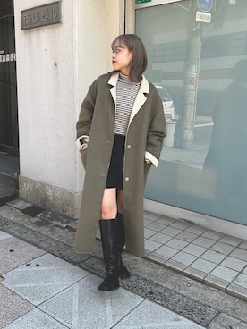 「ハーフパンツ」｜「アイテム（チェスターコート）」を使った、eriさん（レディース・155cm）の秋コーディネート