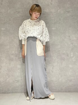 「merry jenny（メリージェニー）の箔グログランベルトシューズ（パンプス）」を使った、seinaさん（レディース・153cm）の夏コーディネート