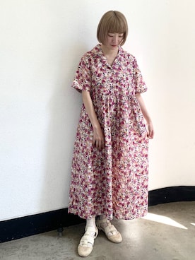 「merry jenny（メリージェニー）の箔グログランベルトシューズ（パンプス）」を使った、seinaさん（レディース・153cm）の夏コーディネート