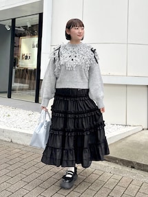 新品 merry jenny フリルティアードスカート C.GRY merry jenny