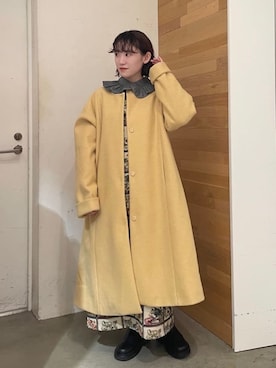 「merry jenny（メリージェニー）のアイテム（ノーカラーコート）」を使った、seinaさん（レディース・153cm）の秋コーディネート
