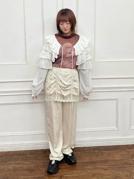 「merry jenny（メリージェニー）のアイテム（スラックス）」を使った、seinaさん（レディース・153cm）の夏コーディネート