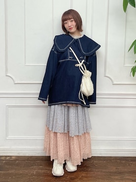「merry jenny（メリージェニー）のアイテム（デニムジャケット）」を使った、seinaさん（レディース・153cm）の夏コーディネート