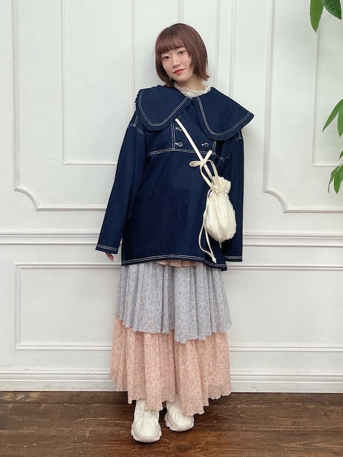 merryjenny petit flowerティアードジャンスカ（ミント） merry jenny petit flowerティアードジャンスカ（ミントグリーン