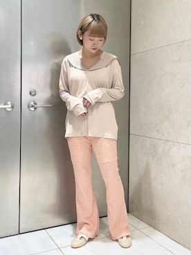 「merry jenny（メリージェニー）の箔グログランベルトシューズ（パンプス）」を使った、seinaさん（レディース・153cm）の夏コーディネート