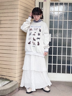 「merry jenny（メリージェニー）のcheckシアーテイアードスカート（スカート）」を使った、seinaさん（レディース・153cm）の夏コーディネート