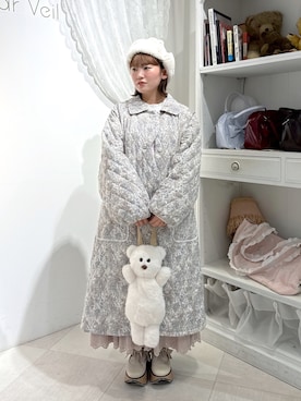 「merry jenny（メリージェニー）のミルクボアハット（ハット、ホワイト系）」を使った、seinaさん（レディース・153cm）の秋コーディネート