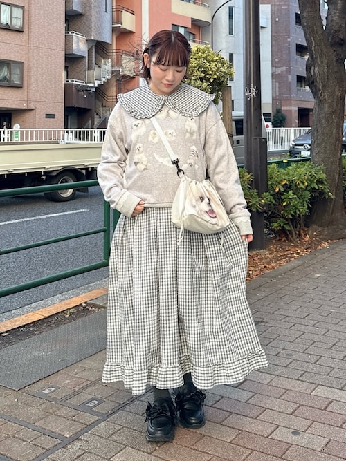 merry jenny（メリージェニー） ワンピース チェックフリルカラー