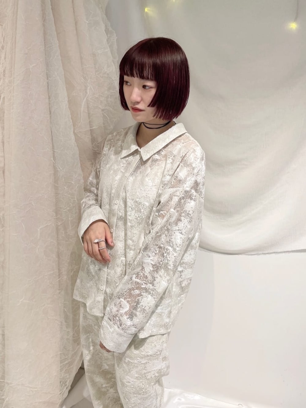 merry jenny fog lace sheer shirt（ベージュ） -靴