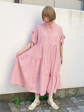 「merry jenny（メリージェニー）の箔グログランベルトシューズ（パンプス）」を使った、seinaさん（レディース・153cm）の夏コーディネート