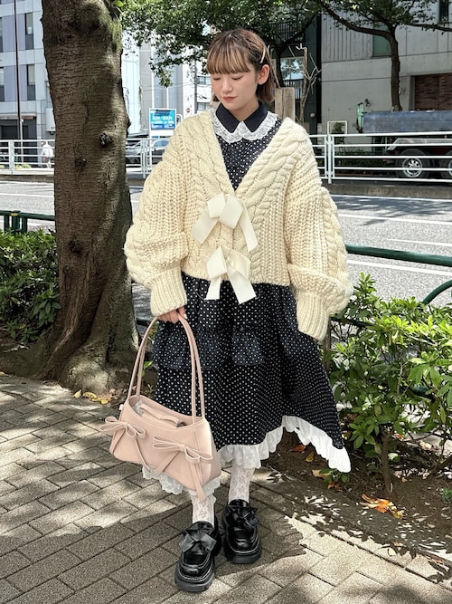 フリルドットデコレーションワンピース（ワンピース）｜merry jenny