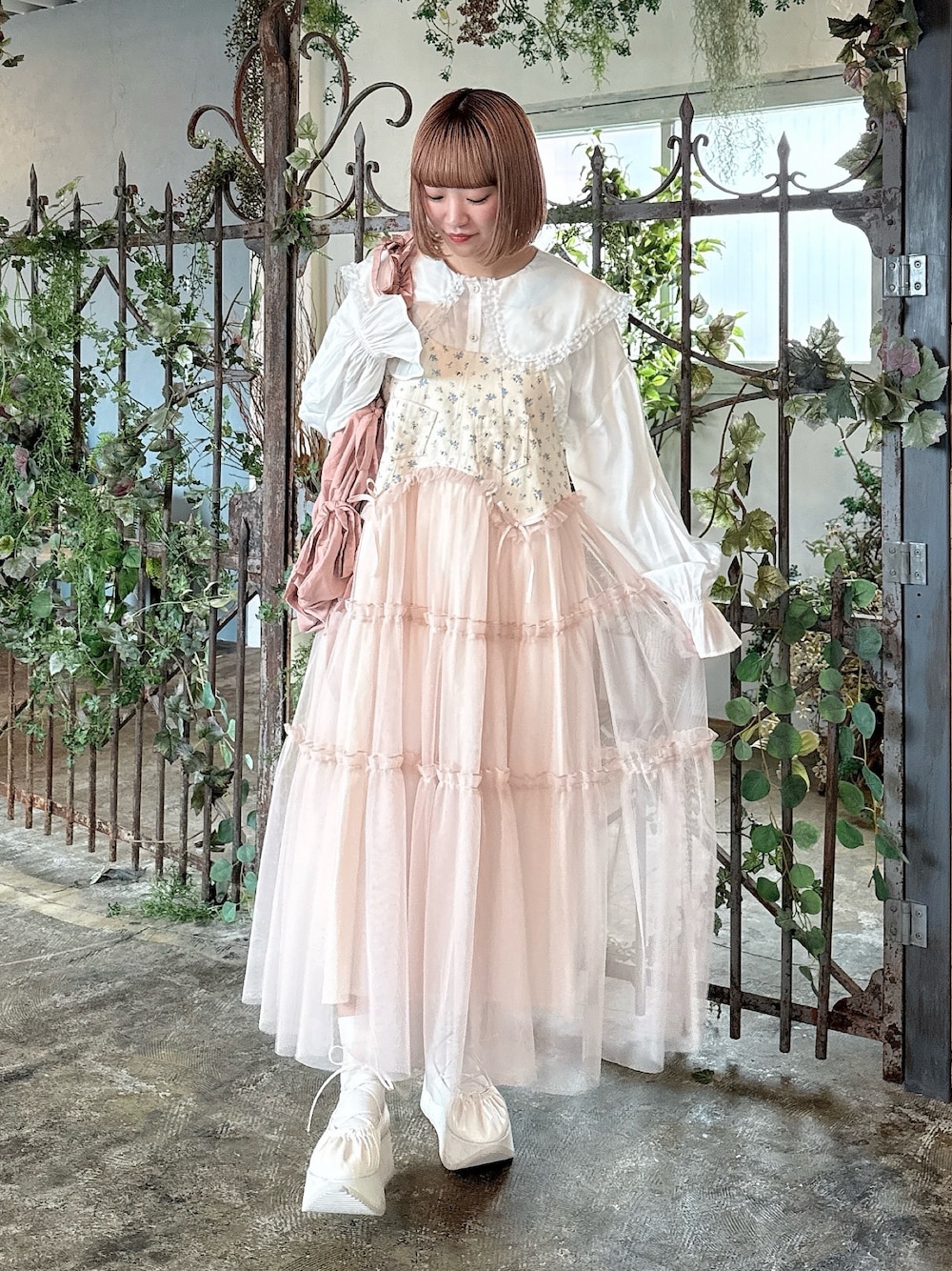 petit flowerチュールキャミワンピース / プチフラワーチュールキャミ