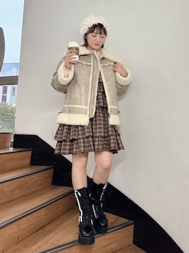 「アイテム（ムートンコート）」を使った、seinaさん（レディース・153cm）の秋コーディネート