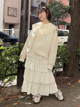 「merry jenny（メリージェニー）のアイテム（MA-1）」を使った、seinaさん（レディース・153cm）の秋コーディネート