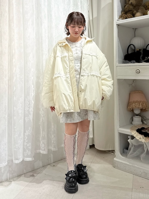 セール】ribbonフリルパデットジャケット（ダウンジャケット/コート