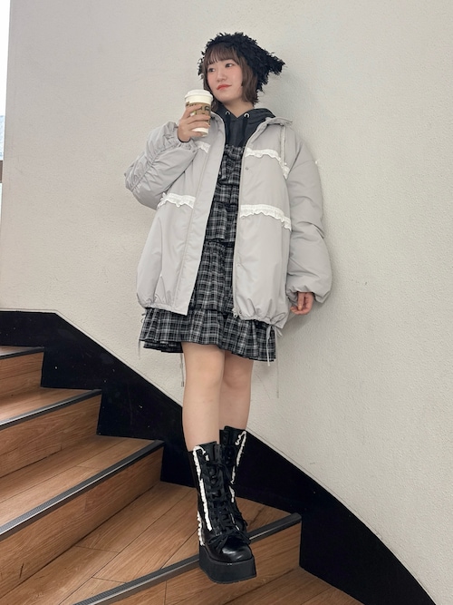 チェックホイップクリームミニワンピース（ワンピース）｜merry jenny