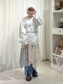 floralイレギュラーヘムミディスカート｜メリージェニー（merry jenny