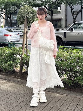 「透かし編みニット」｜seinaさん（レディース・153cm）の夏コーディネート