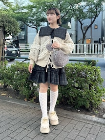 透かし編みフリルニットカーディガン｜メリージェニー（merry jenny