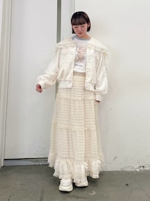 ribbonチュールギャザーフレアスカート｜メリージェニー（merry