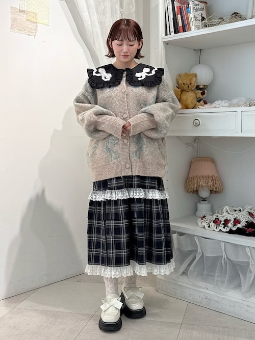 セール】ribbon jacquard knit cardigan(カーディガン/ボレロ セール】ribbon jacquard knit cardigan(カーディガン/ボレロ