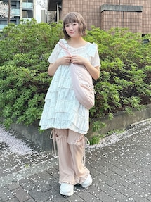 floralフレアミニワンピース merryjenny ブルー floralフレアミニワンピース merryjenny ブルー（flowerキルト