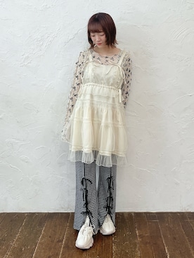 「merry jenny（メリージェニー）のアイテム（スラックス）」を使った、seinaさん（レディース・153cm）の夏コーディネート