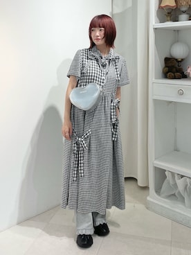 「ガーリーコーデ」｜「アイテム（スウェットパンツ）」を使った、seinaさん（レディース・153cm）の夏コーディネート