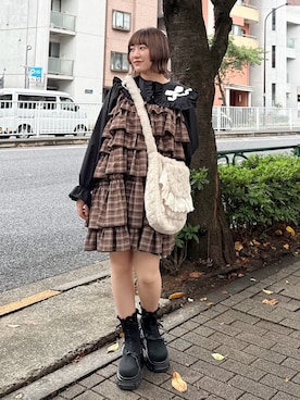 「ティアードワンピース」｜seinaさん（レディース・153cm）の秋コーディネート