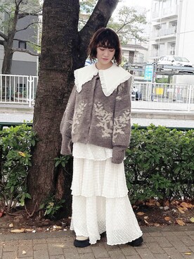 「merry jenny（メリージェニー）のcheckシアーテイアードスカート（スカート）」を使った、seinaさん（レディース・153cm）の秋コーディネート