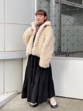 「merry jenny（メリージェニー）のアイテム（ダウンジャケット/コート）」を使った、seinaさん（レディース・153cm）の秋コーディネート