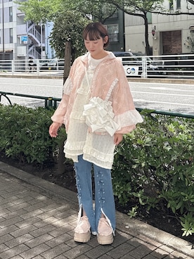 「アイテム（チュニック、ホワイト系）」を使った、seinaさん（レディース・153cm）の夏コーディネート