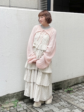「merry jenny（メリージェニー）のアイテム（ジャンパースカート）」を使った、seinaさん（レディース・153cm）の秋コーディネート