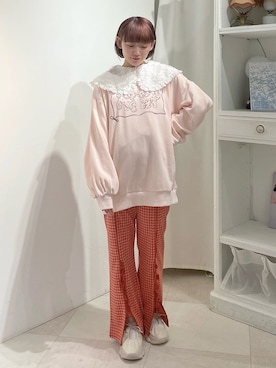 「アイテム（パンツ、レッド系）」を使った、seinaさん（レディース・153cm）の春コーディネート