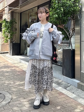 「花柄スカート」｜seinaさん（レディース・153cm）の秋コーディネート
