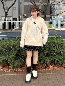 fluffyアーガイルZIPニット｜メリージェニー（merry jenny