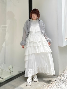 「シア―ブラウス」｜「アイテム（ワンピース/ドレス）」を使った、seinaさん（レディース・153cm）の春コーディネート