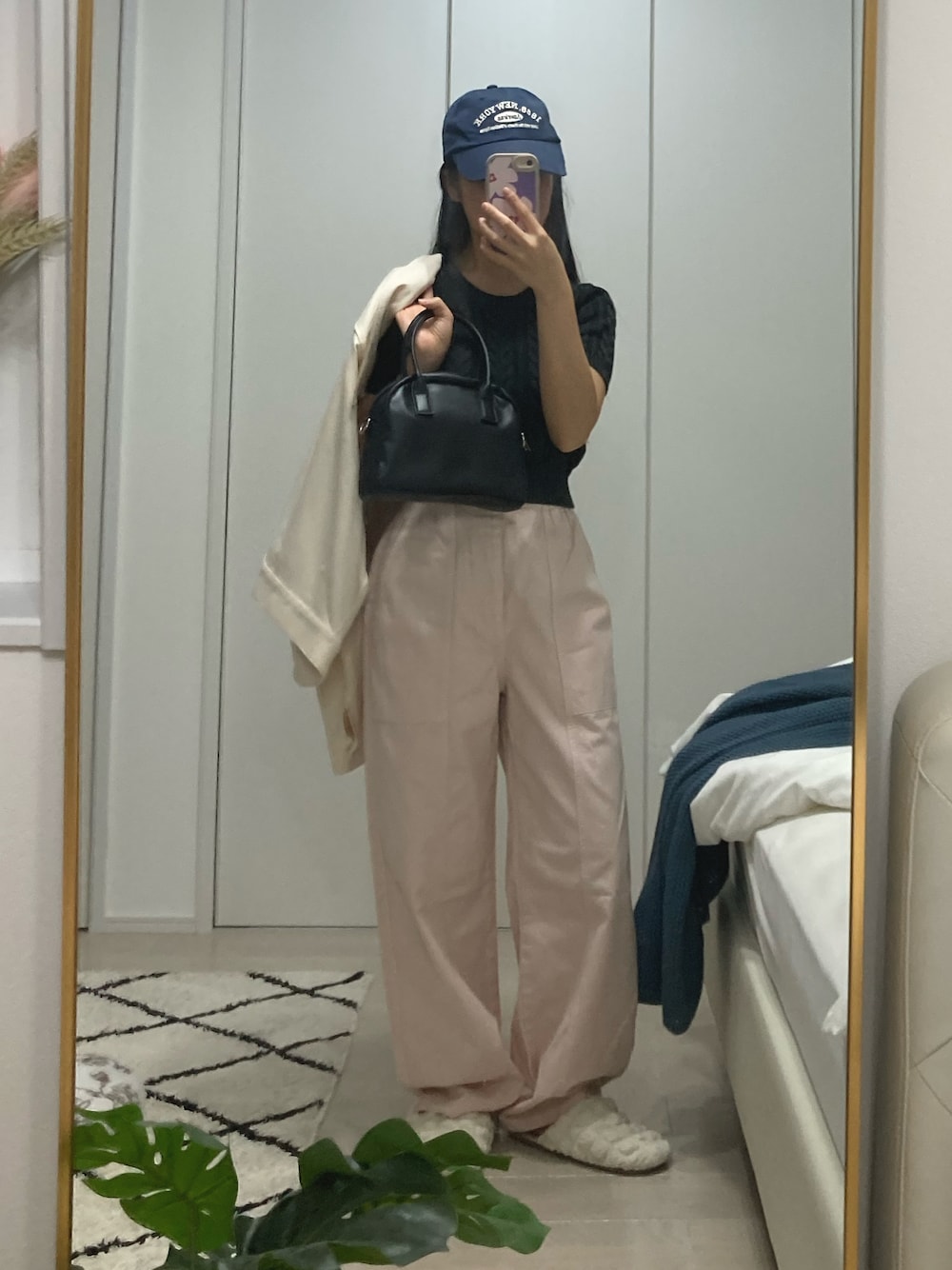 「低身長コーデ、お出かけコーデ、プチプラ、パステルカラー」｜「SHEINのアイテム（キャップ、ブルー系）」を使った、malu04さん（レディース・149cm）の春コーディネートの1枚目の写真