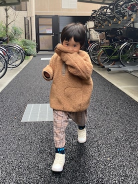 「アイテム（スウェットパンツ、ブラウン系）」を使った、sosukeさん（キッズ・100cm）の秋コーディネート