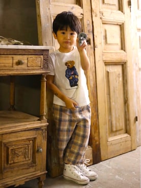 「POLO RALPH LAUREN（ポロ ラルフ ローレン）のアイテム（Tシャツ/カットソー、ホワイト系）」を使った、sosukeさん（キッズ・110cm）の秋コーディネート