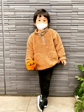 「UNIQLO（ユニクロ）のアイテム（トップス、ブラウン系）」を使った、sosukeさん（キッズ・110cm）の秋コーディネート
