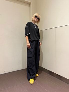 「tk.TAKEO KIKUCHI（ティーケータケオキクチ）のアイテム（パンツ）」を使った、hamada miyuさん（レディース・162cm）の夏コーディネート
